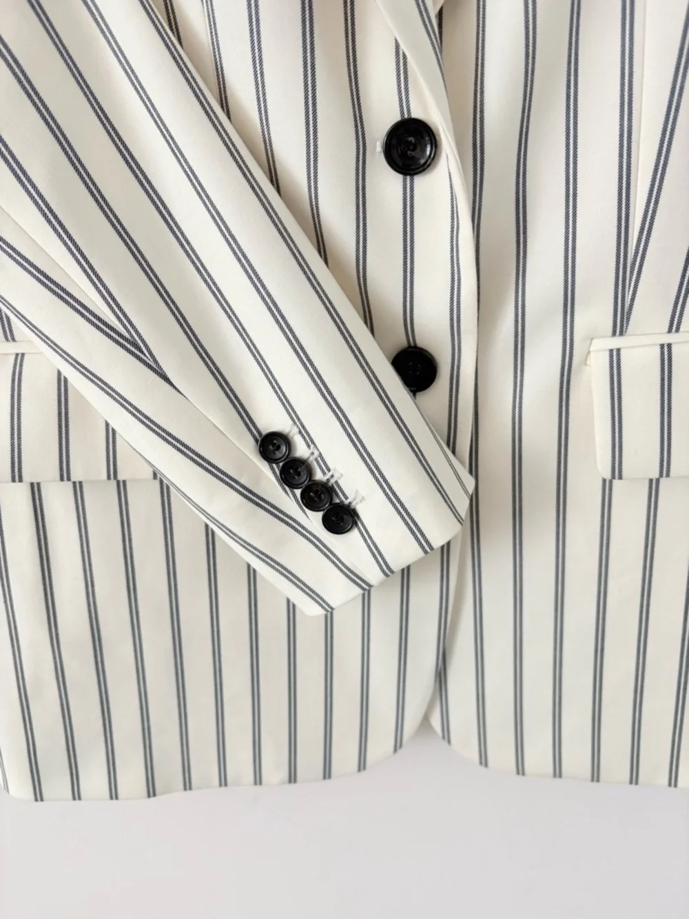 Tibi Levi Pin Striped Blazer Off White